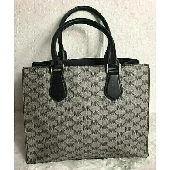 Michael Kors Bridgette Gray/Black Leather Tote Handbag Medium Size - Picture 2 of 13